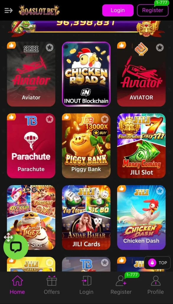 Slot 804 game interface for Android users