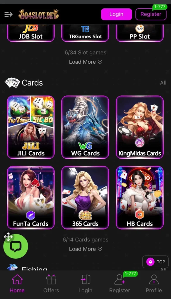 Slot 804 game download main screen on mobile phone